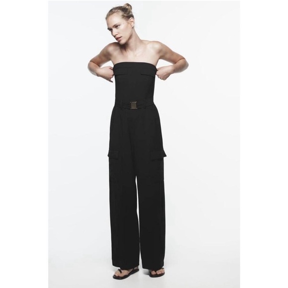 Zara black cargo jumpsuit - Picture 2 of 6